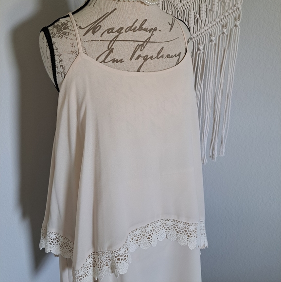 NWOT, Tiered Cream Dress w/ Crochet Accent - Picture 7 of 10